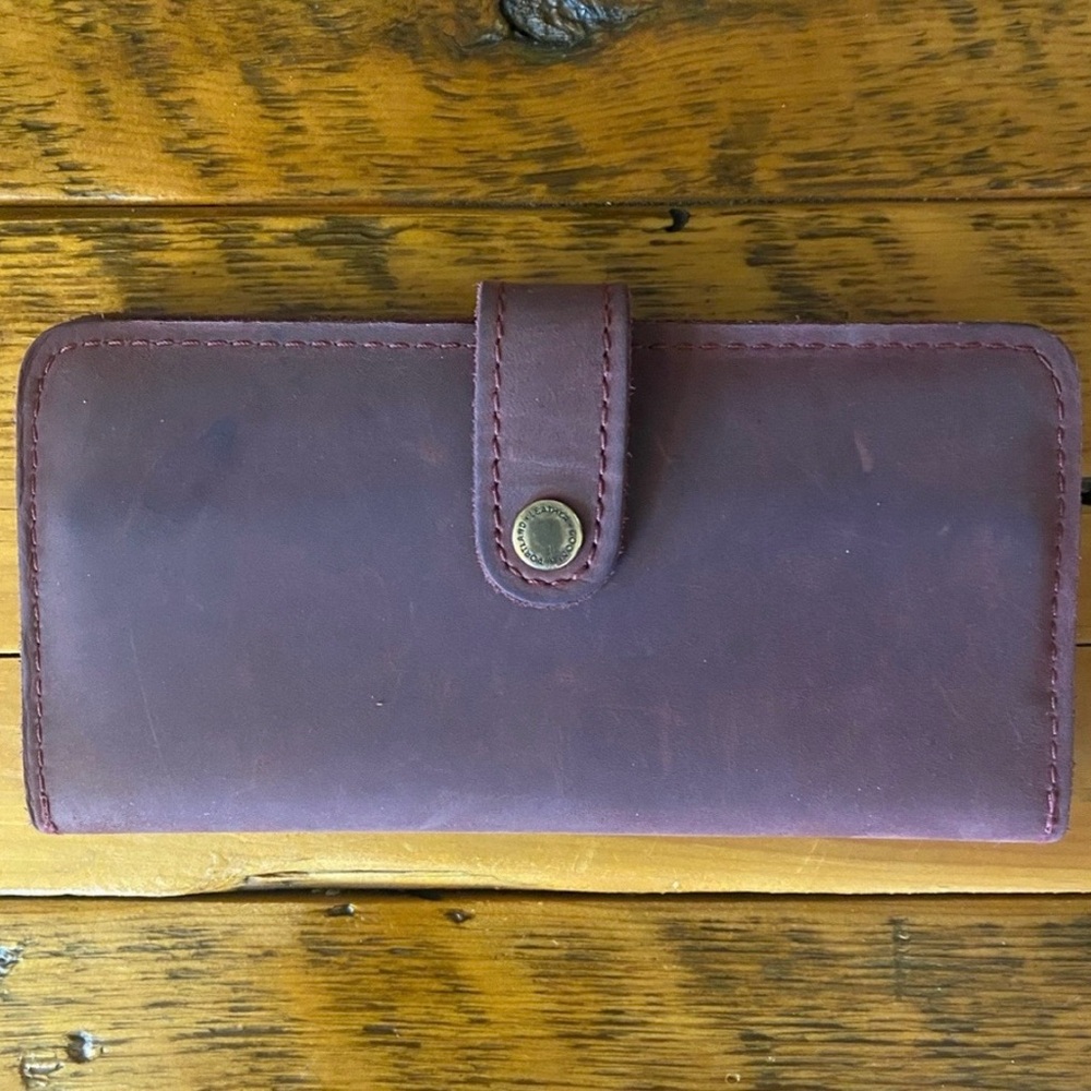 Portland Leather Suede Wallet with Snap Closure. Very good used condition.